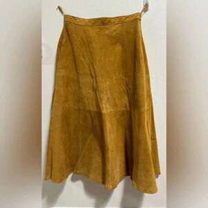 Vintage Leather Midi Skirt with A-Line Silhouette